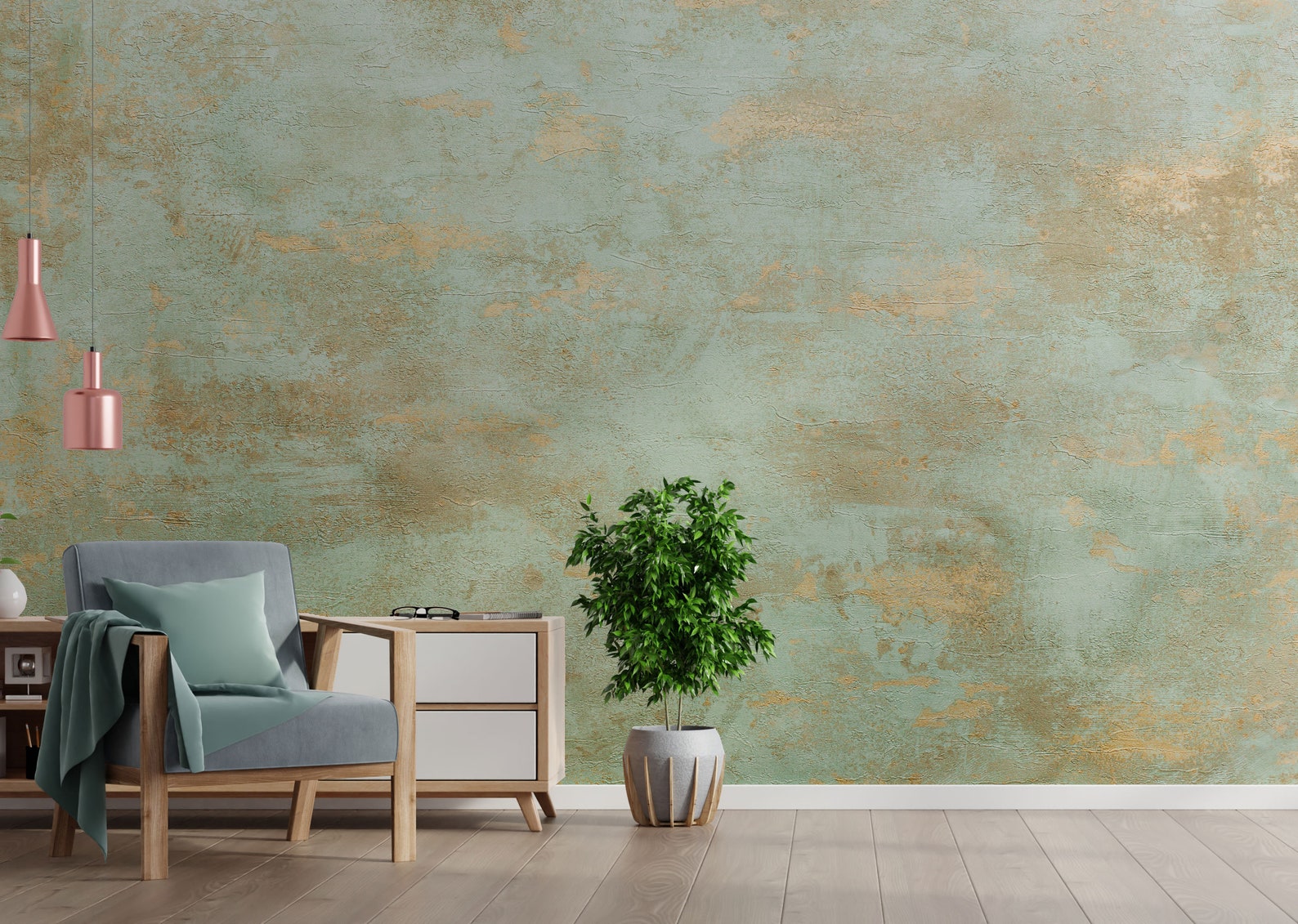 Oxidized Rustic Wallpaper Copper type Peel and stick | Etsy