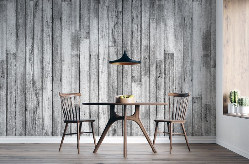 Black & Grey Wood Wallpaper Wood Strip With Peel and Stick - Etsy
