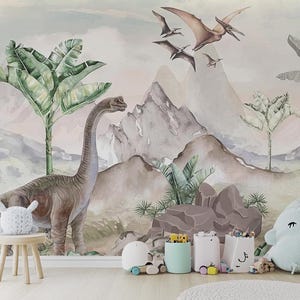 Peel and Stick & Removable Dinosaur Wallpaper for Kids Room, Nursery, Boys Room Decor