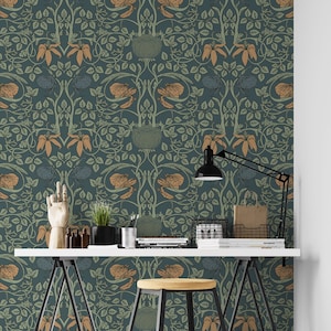 Vintage Blumentapete schälen und aufkleben, Retro-Kunst-Design, abnehmbare Tapete