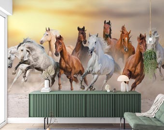Wild Horses Wallpaper Mural: Equestrian Peel and Stick Wall Art