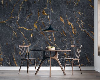 Black Marble Peel and stick Wallpaper