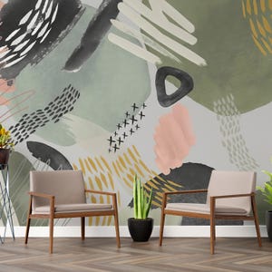 Abstract Multicolor Wallpaper - Artistic Wall Mural for Living Room - Peel and Stick Wallpaper Mural