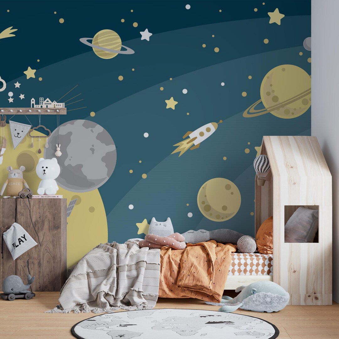 Space Peel and Stick Wallpaper: Kids Room Decor - Giffywalls - Etsy