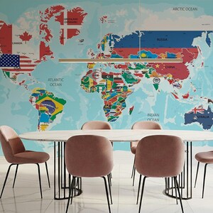 World Map Wallpaper: Country Flags, Peel and Stick Removable Wallpaper image 10
