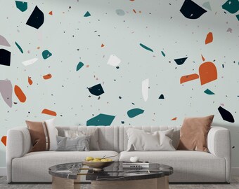 Farbenfroher Terrazzo | Wandbild mit mehrfarbigem Muster