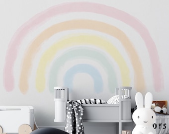 Regenbogen Tapete für Kinderzimmer | Pastell Abziehen und Aufkleben Tapete-C375