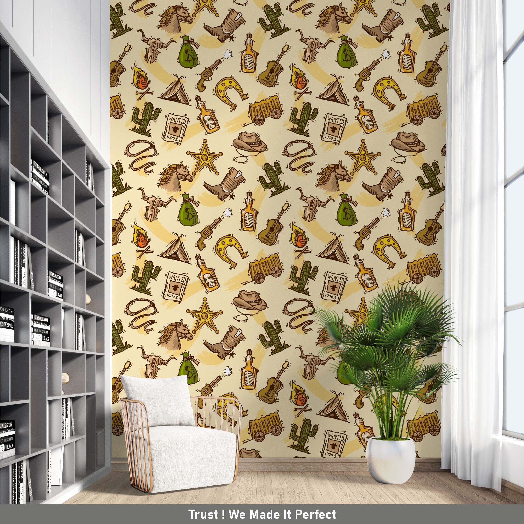 Boy Room Wallpaper Wild West Cowboy Wallpaper Peel and Stick | Etsy
