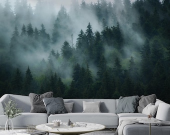 Foggy Forest Wallpaper Mural: Peel and Stick Landscape Wallpaper