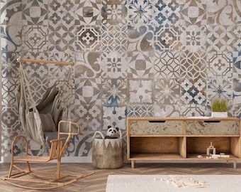 Mediterranean Mosaic Tiles Removable Wallpaper, Peel and Stick