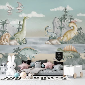 Dinosaur Nursery Wallpaper - Kids Room Mural - Peel & Stick Dinosaur Wallpaper-C391