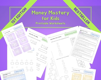 Dominio del dinero para niños: El libro de ejercicios imprimible definitivo de 54 páginas sobre matemáticas del dinero / Descarga digital en PDF / Primera edición