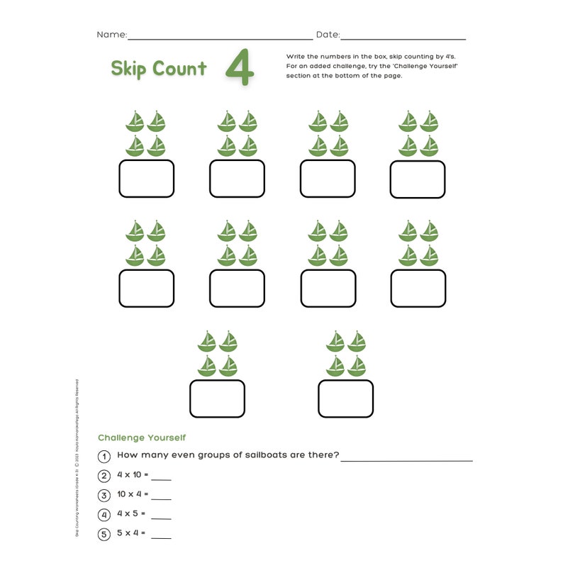 Skip Math Problem Skip Counting Math Worksheets | Digital PDF Download | Early Math ...