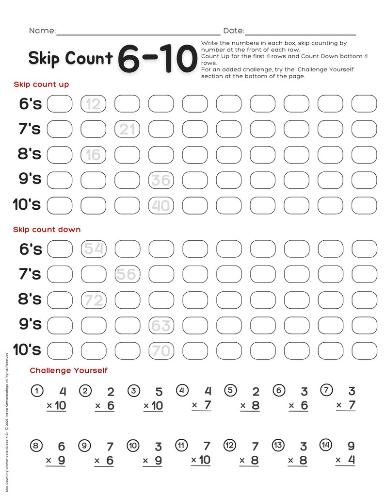 Skip Counting Math Worksheets Digital PDF Download Early Math Education ...