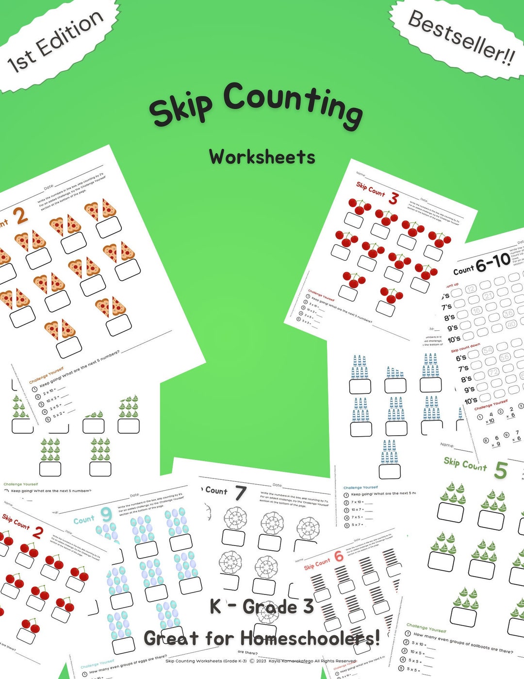 Skip Counting Math Worksheets Digital PDF Download Early Math Education