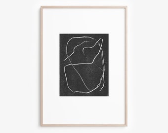 Abstract Scribble Line Art Drawing, Minimal Nordic Printable Art, Modern Line Art Poster, Bw Abstract Lines Art, Neutral Wall Art Download