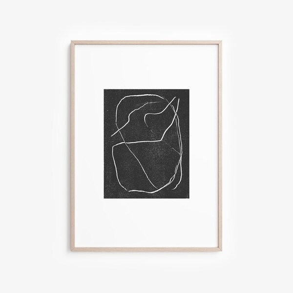 Abstract Scribble Line Art Drawing, Minimal Nordic Printable Art, Modern Line Art Poster, Bw Abstract Lines Art, Neutral Wall Art Download