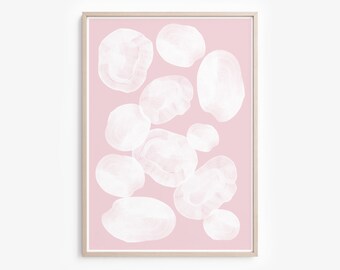 Abstract Shape Geometric Poster, Blush Pink Watercolor, Abstract Circles, Printable Wall Art, Blush Pink Print Download, Minimal Nursery Art