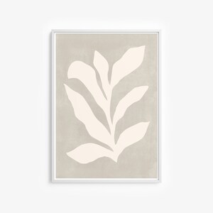 Abstract Leaf Digital Poster Minimal Botanical Print Beige - Etsy