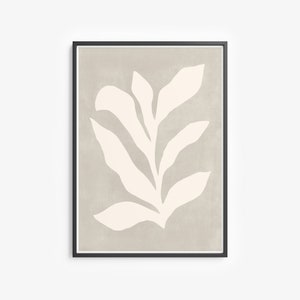 Abstract Leaf Digital Poster Minimal Botanical Print Beige - Etsy