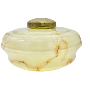 Vintage Belgian Art Deco Glass Light Fixture Globe With Brass Finial