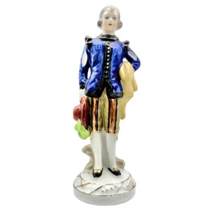 Vintage Decorative Ceramic Statue 8 x 3 Victorian Man Holding Hat