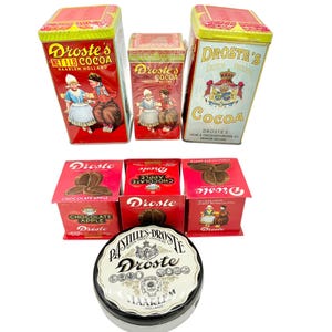 Vintage Droste Chocolates Set Of 7 Chocolate Tins and Boxes Holland Collectibles