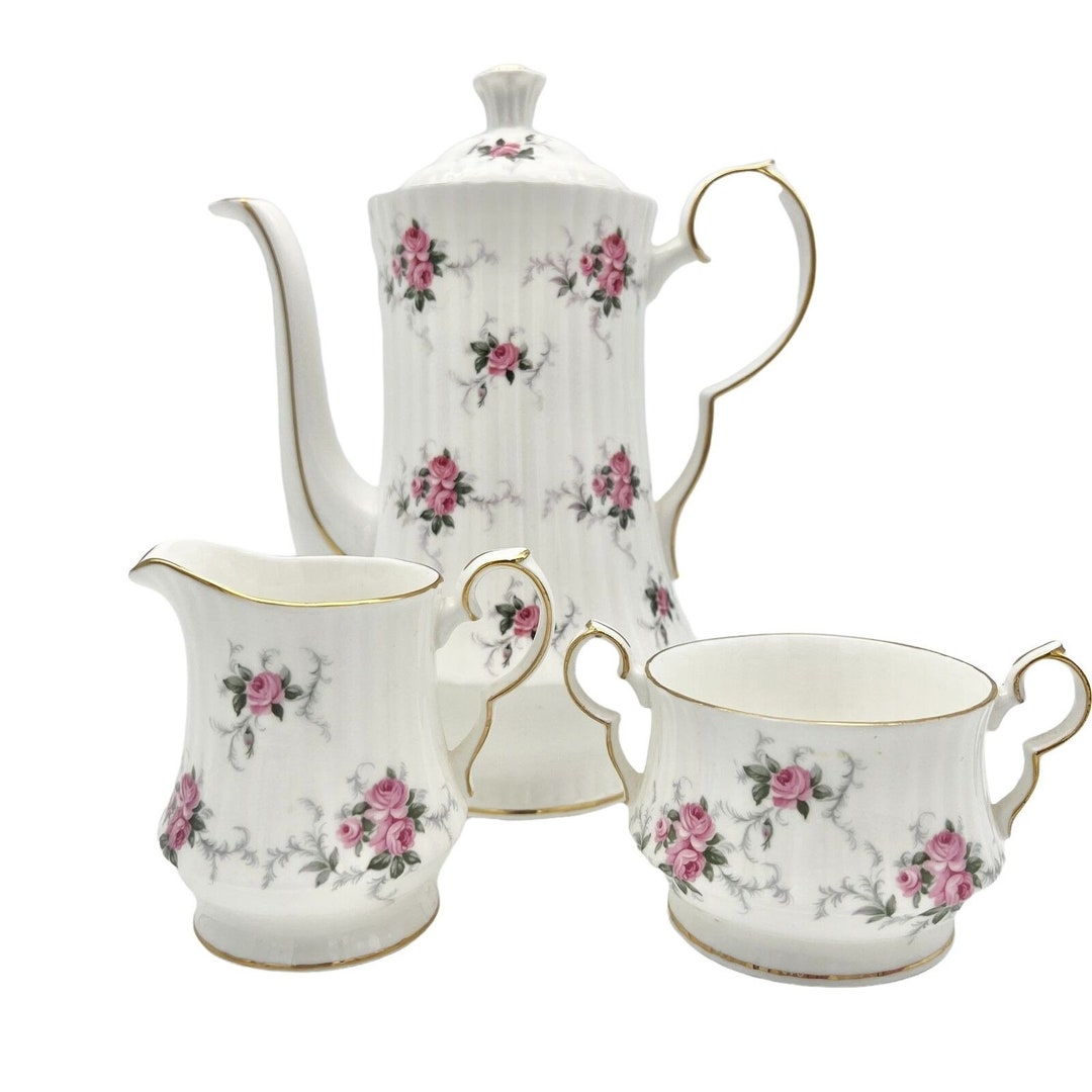 Princess House Tea Set Fine Bone China Tea Pot Creamer Sugar Bowl