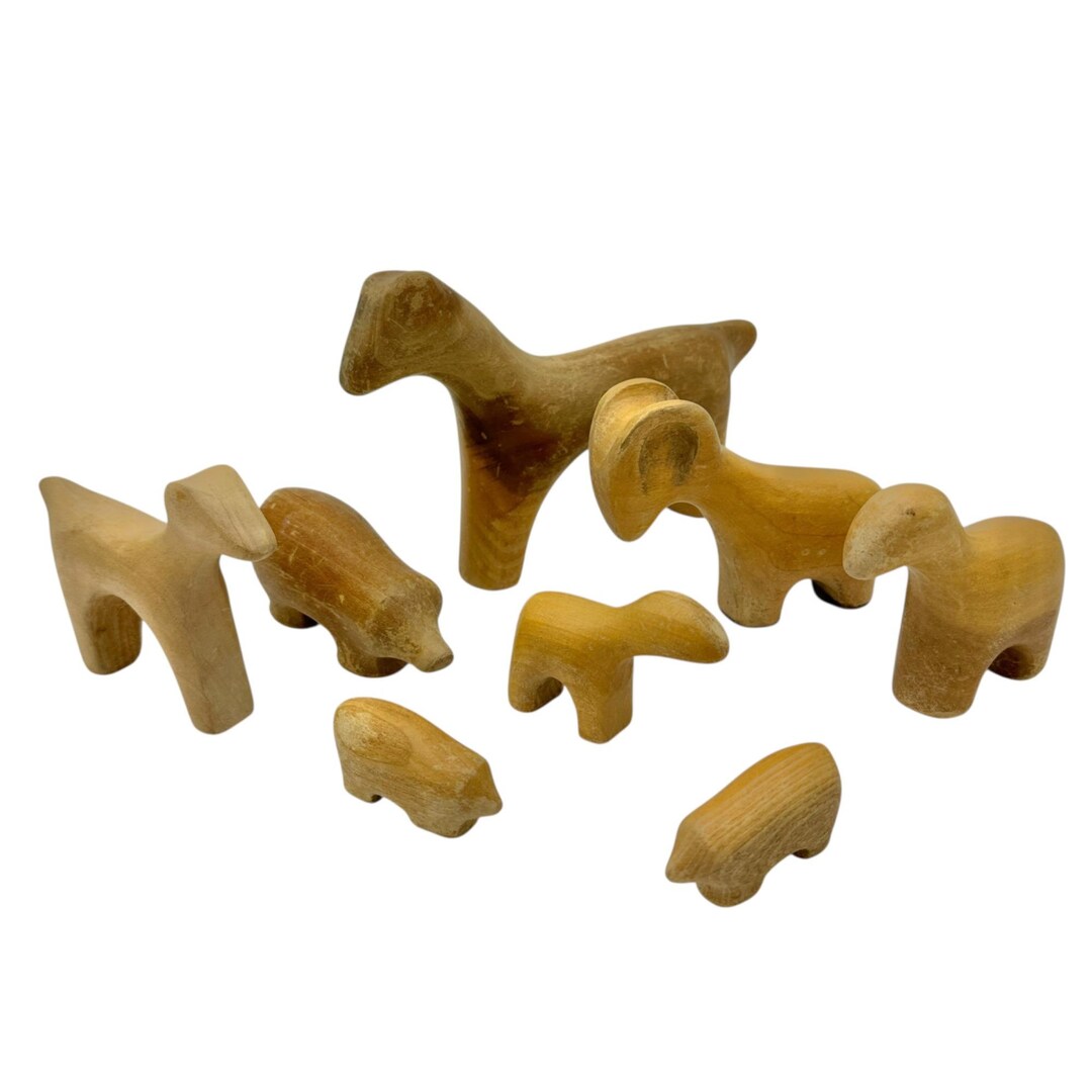 Antonio Vitali Vintage Creative Playthings 8 Pcs Wood Farm Animals