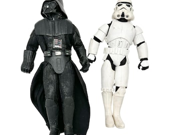 Bonecos de ação vintage de Darth Vader e Stormtrooper da Kenner, Star Wars, de 1997, com 30 cm (12 polegadas).