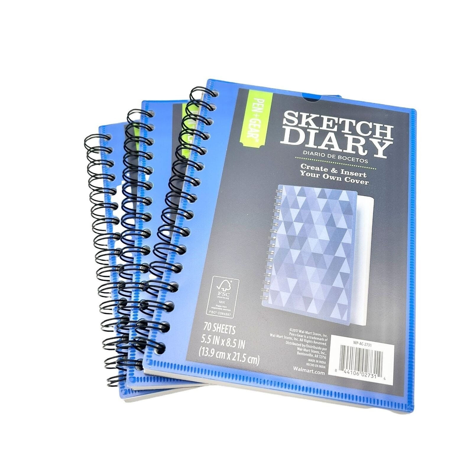 Pen  Gear Sketch Diary 70 Sheets 55 x 85 Blue  Walmartcom