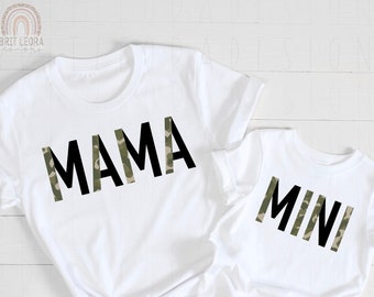 Camo Mama en Mini PNG bundel, digitale download, 2 png bestanden, Tshirt sublimatie bestanden, bijpassende moeder en dochter shirt