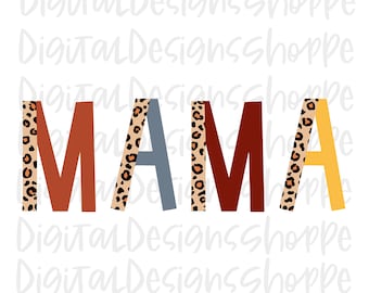 Boho och Leopard MAMA PNG, omedelbar digital nedladdning, sublimeringsdesign, höst clipart