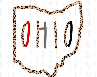 Estado de impresión de leopardo Esquema de OHIO PNG, estado de Ohio, descarga digital instantánea, diseño de sublimación, clipart de otoño