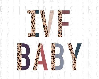IVF baby PNG, instant digital download, sublimation design, leopard and neutral font