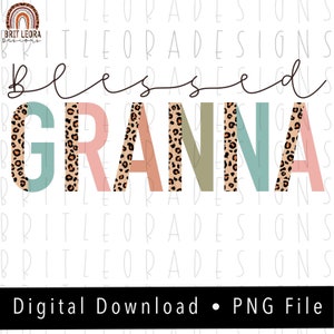 GesegnetGRANNA PNG, Leopard und Boho, sofortiger digitaler Download, Sublimation Design, Herbst Clipart