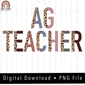 Leopard and boho Ag teacher PNG, Leopard and boho, instant digital download, sublimation design,