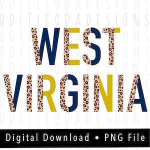 West Virginia leopard PNG, instant digital download, sublimation design, sports, state