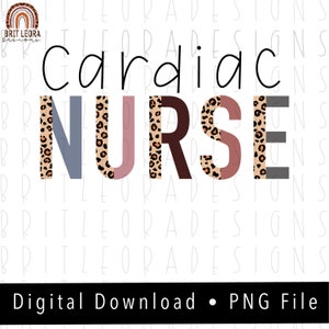 Leopard und Boho Cardiac NURSE PNG, Leopard und Boho, sofortiger digitaler Download, Sublimation Design,