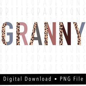 GRANNY PNG, Leopard and boho, instant digital download, sublimation design, granny clipart