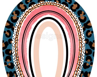 Blue cheetah print rainbow clipart | digital graphic download| PNG