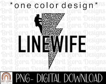 Line wife PNG with leopard lightening bolt for sublimation or print, instant digital download, sublimation design, linewife png, one color