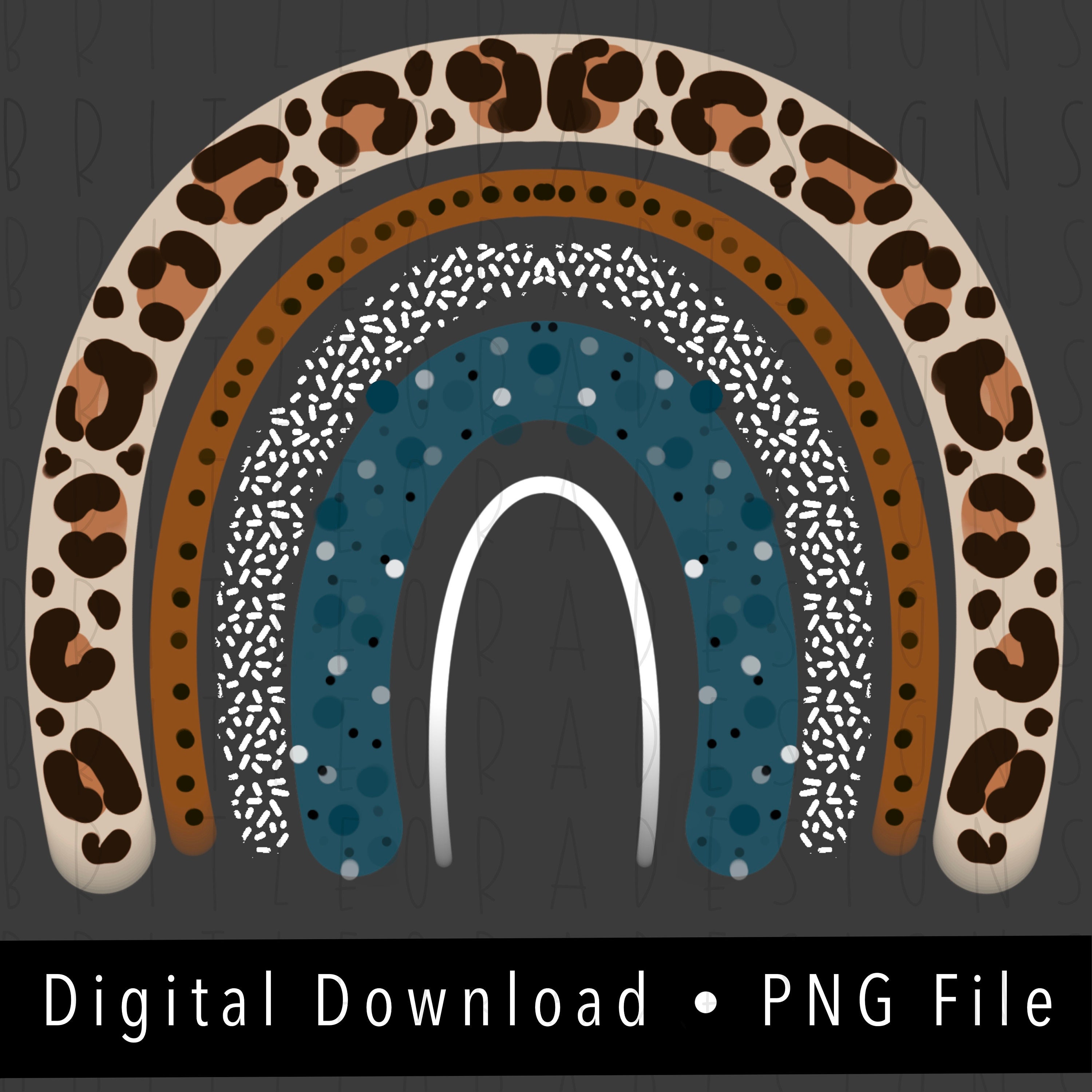 Inverted blue Cheetah Rainbow Graphic Clipart download PNG | Etsy