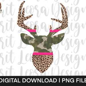 Hirsch Montierung Leopard Camo pink PNG, digitaler Download, Jagd png, Jäger Clipart, JagdLeben Sublimation, Hirsch Design, Jagd Saison png