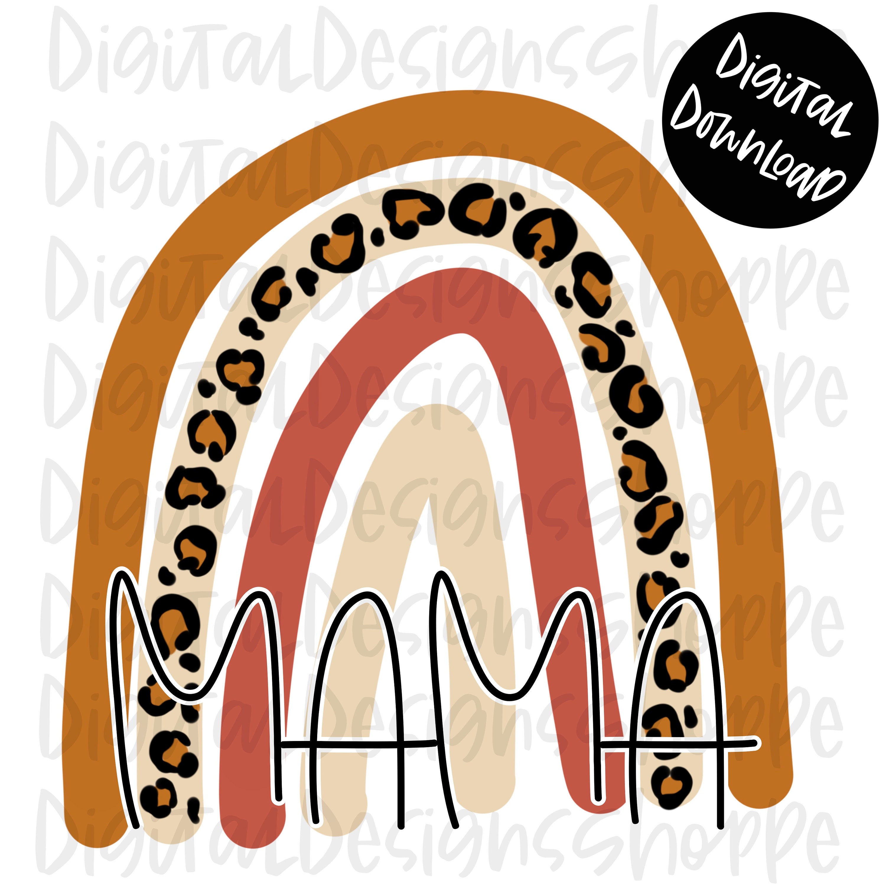 Leopard Print Rainbow MAMA PNG, Cheetah Print Rainbow Clipart, Digital Download, Tshirt Sublimation