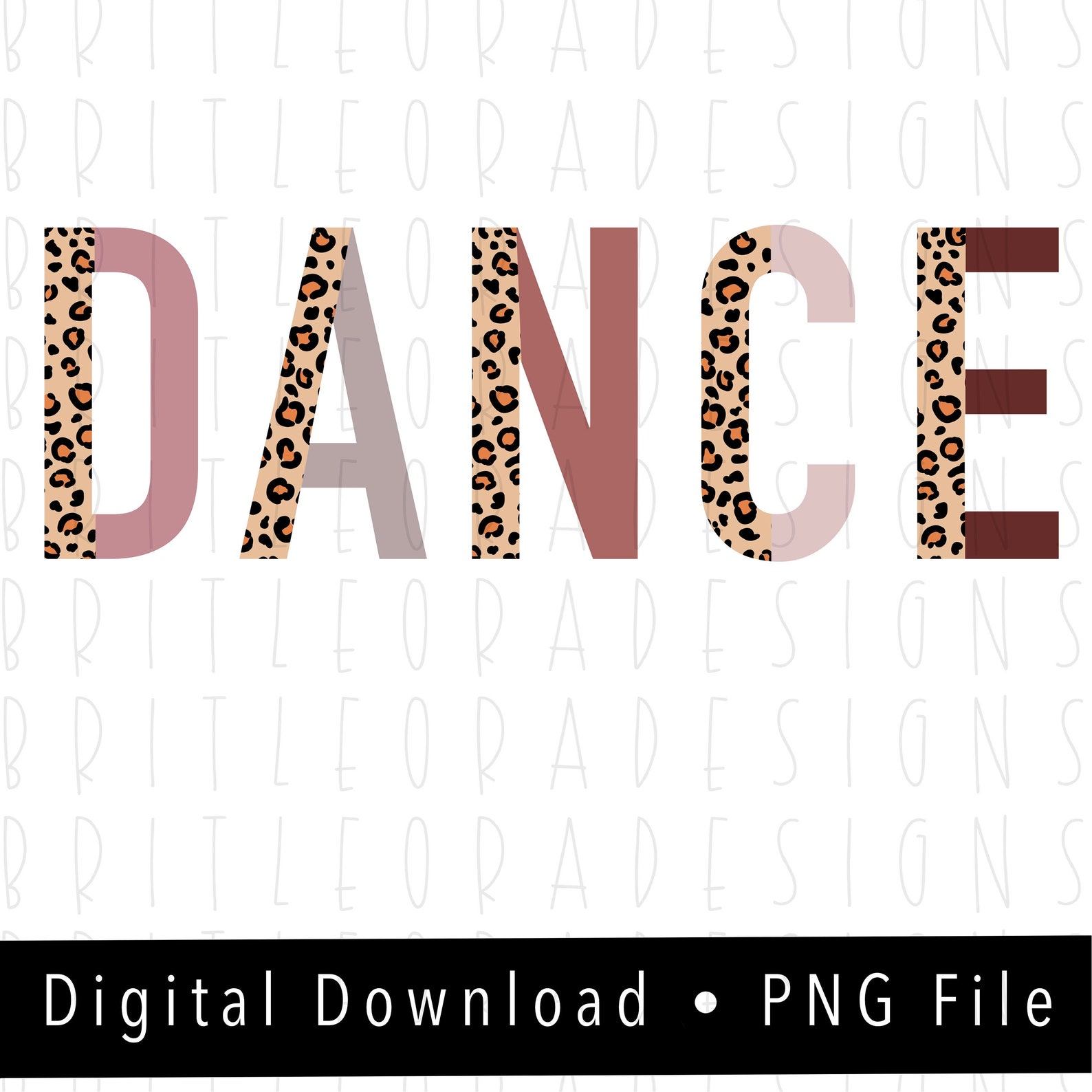 DANCE PNG Instant Digital Download Leopard and Neutral Font | Etsy