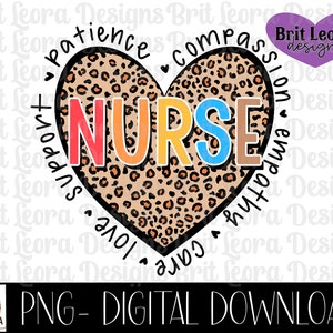 Nurse with leopard heard PNG file for sublimation, happy new nurse file, gift for nurse design, cute colorful nurse sublimation file, nurse