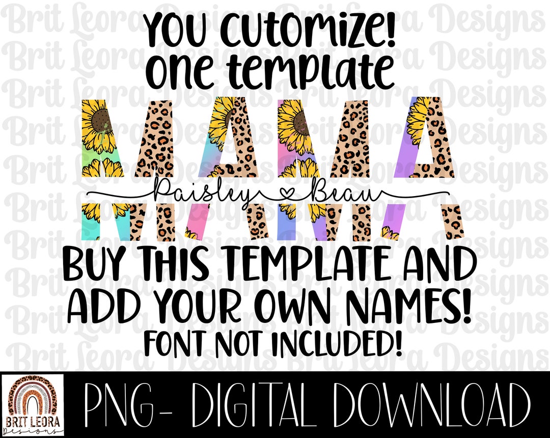 Customizable Mama PNG Templates, 1 Template With Space for You to Add ...
