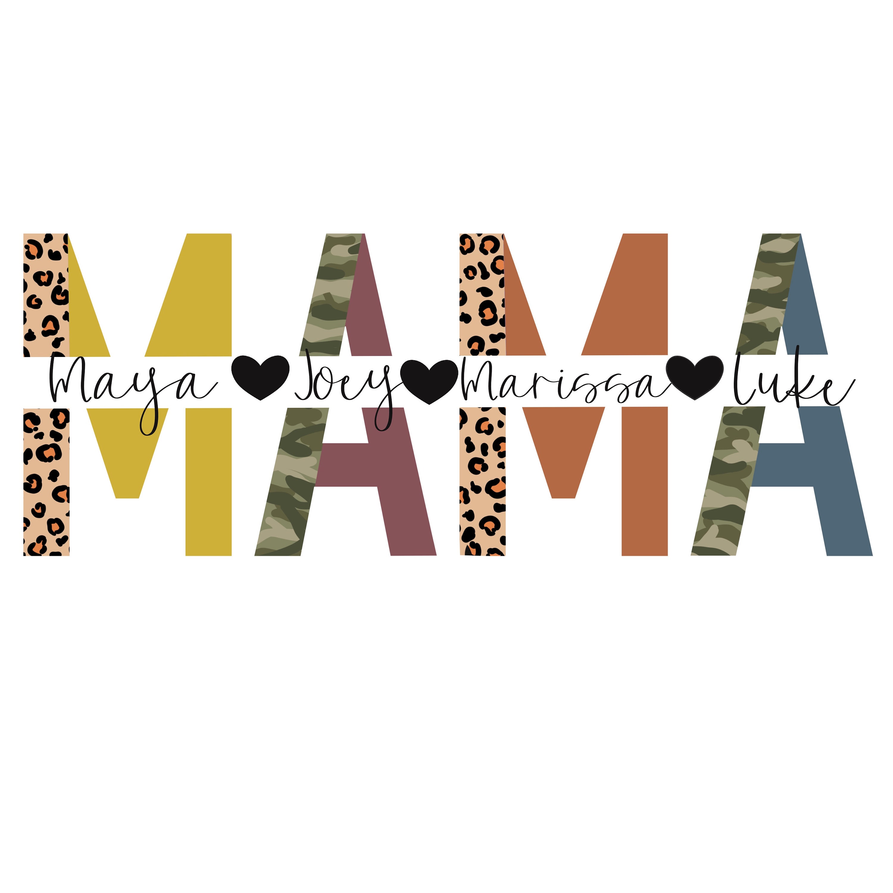 Customizable Mama with names PNG Mothers Day design for Etsy