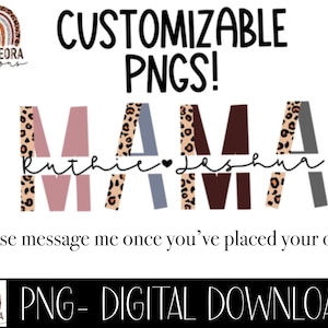 Customizable ‘“Mama” with names PNG, Mother’s Day, design for mother